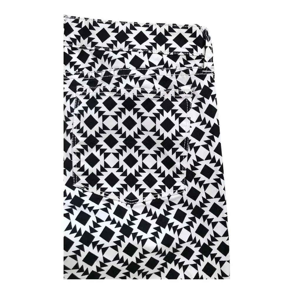 J Crew Toothpick Low Rise Skinny Jeans Womens 28 Black White Geometric Stretch